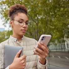 Lady looking at mobile