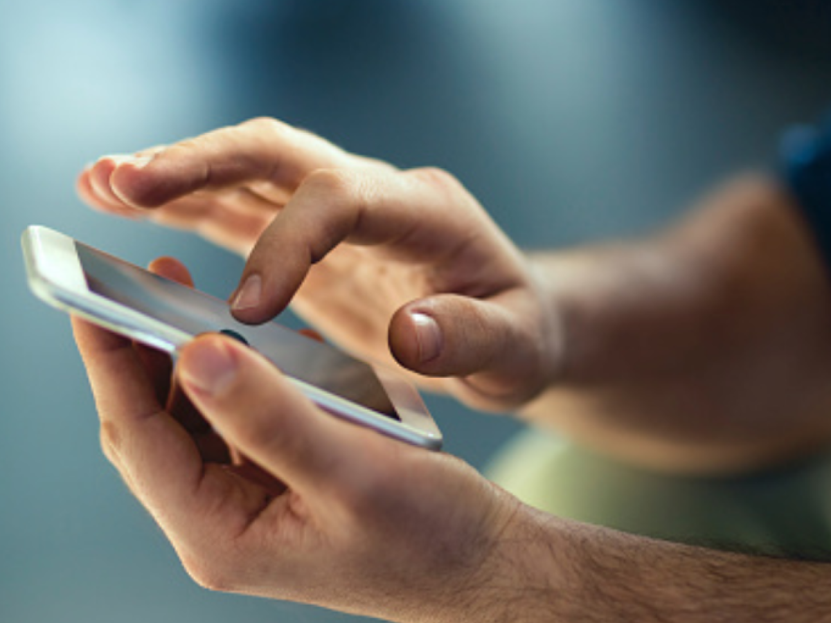 Person using application on phone